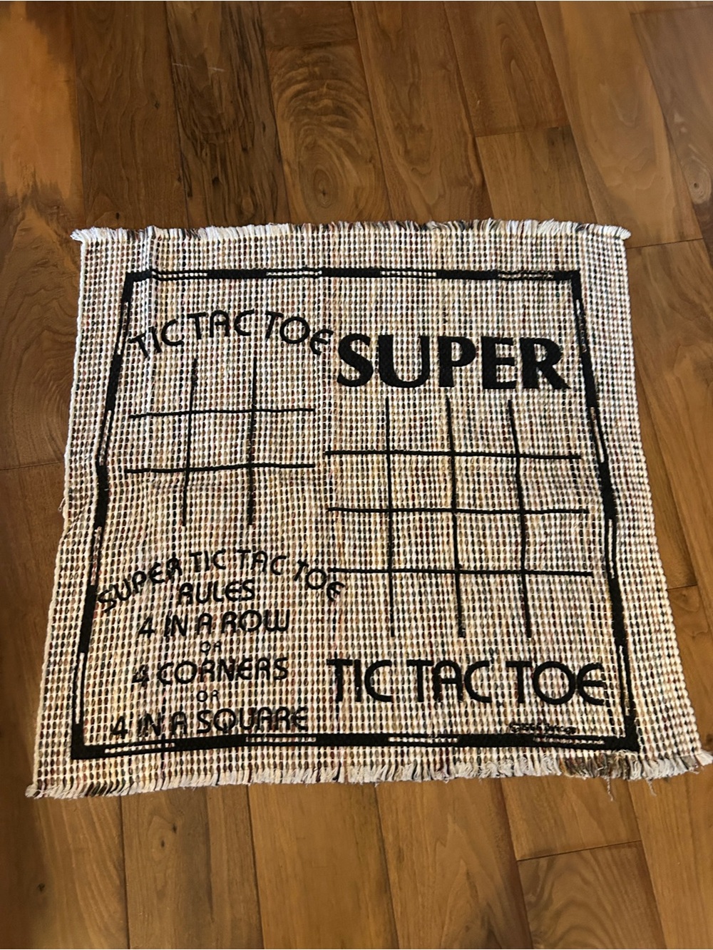 Tic Tac Toe Game Mat in Black and Cream